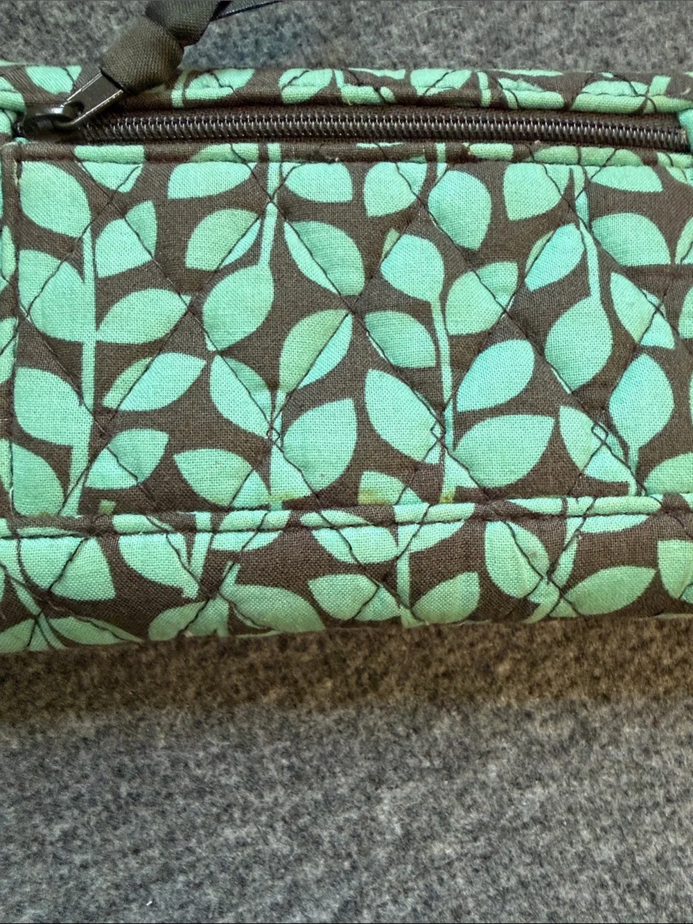 Vera Bradley Teal Leaf Quilted Trifold Wallet - Picture 6 of 6